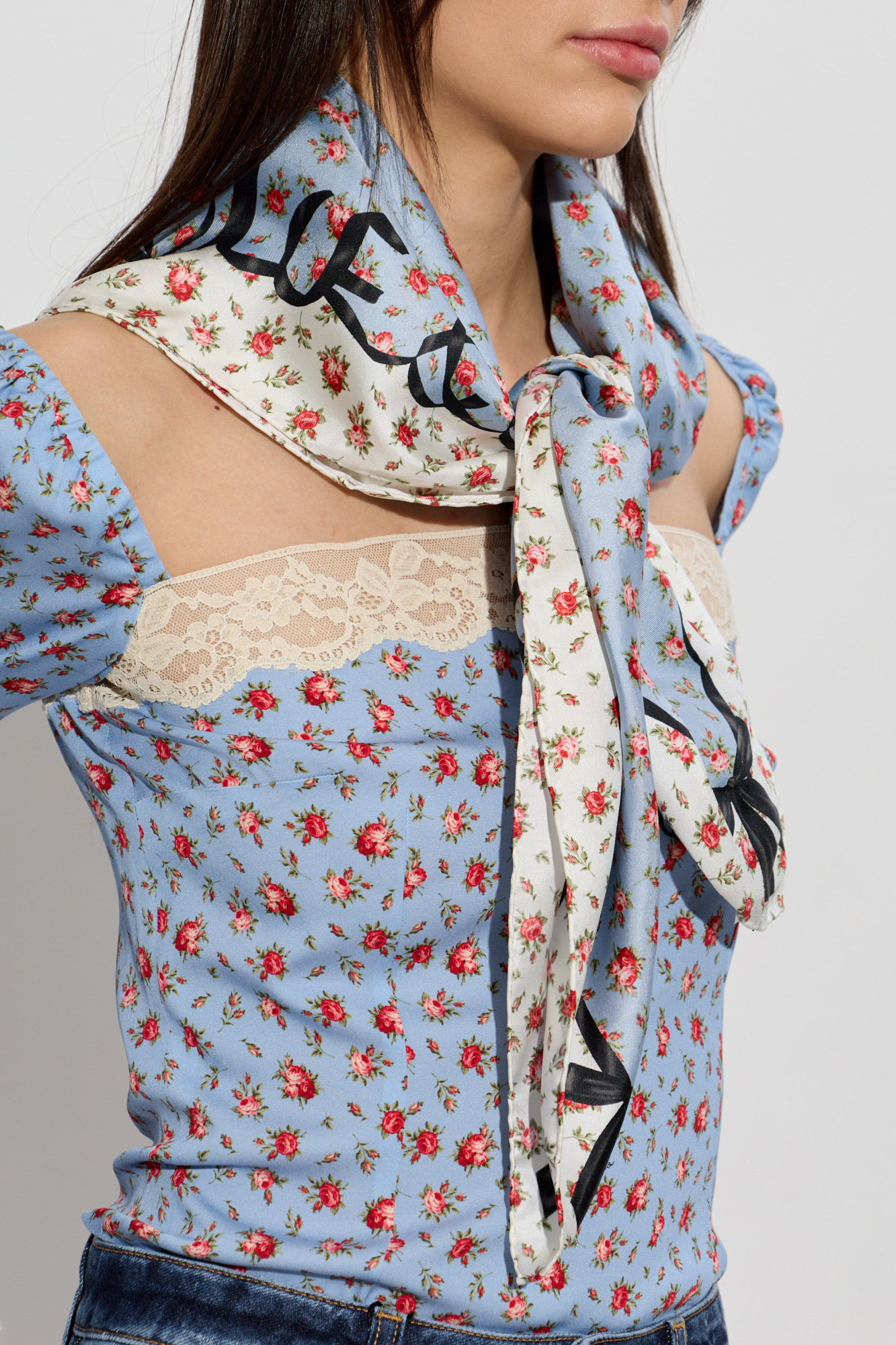 Dolce & Gabbana Silk scarf with floral motif | Women's | Vitkac